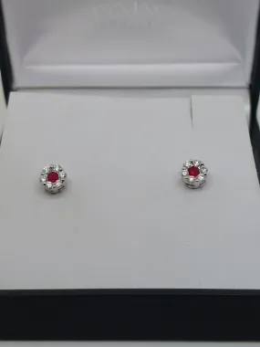 Ruby Cluster Stud Earrings