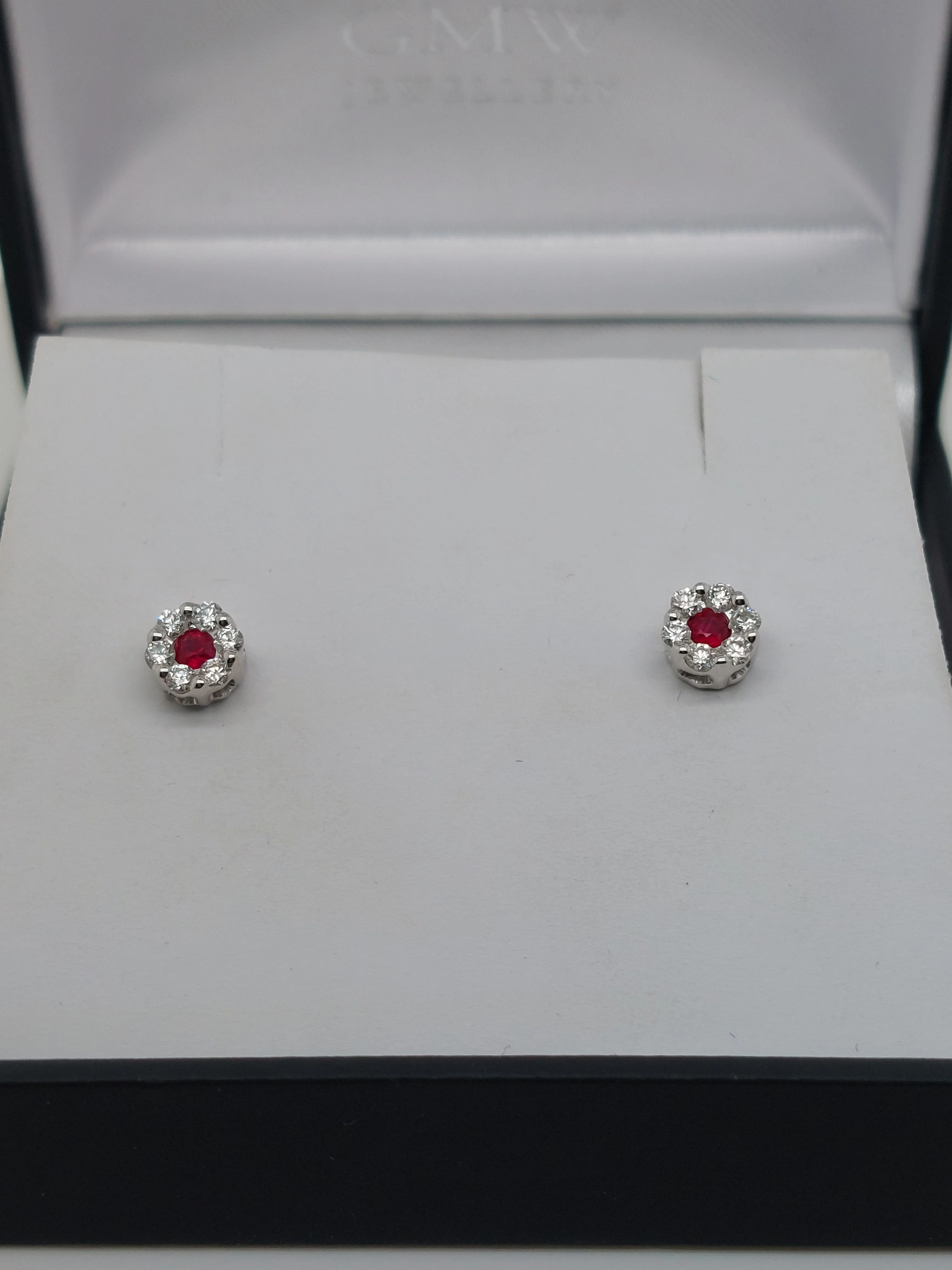 Ruby Cluster Stud Earrings