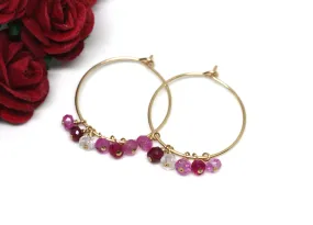 Ruby Hoop Earrings in Gold