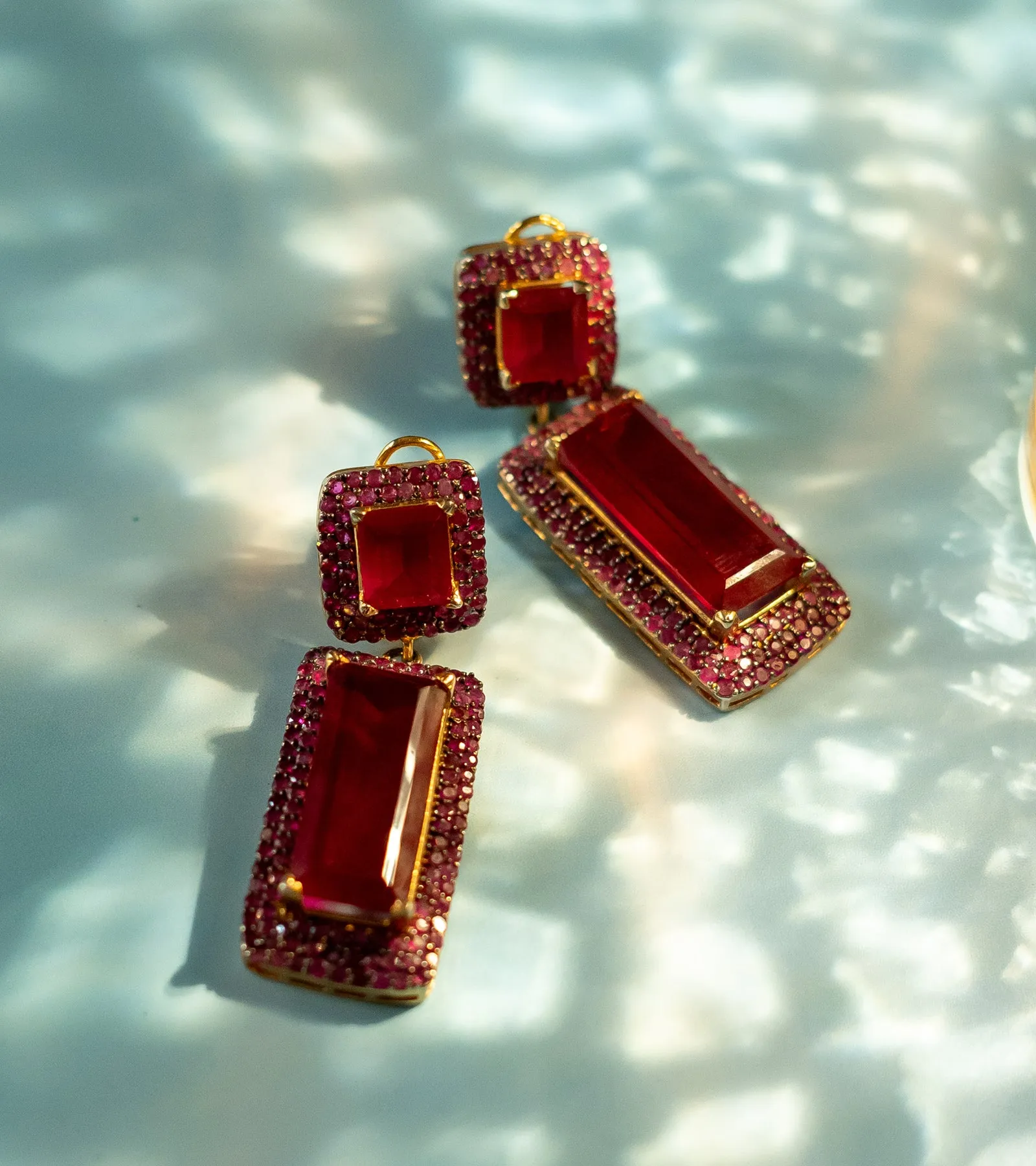 Ruby Rectangle Dangler | Earrings