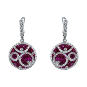 Salavetti Ruby and Diamond Medallion Drop Earrings