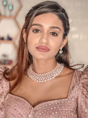 Shabnam Fathima In Diamond Choker With Earring Rose Gold