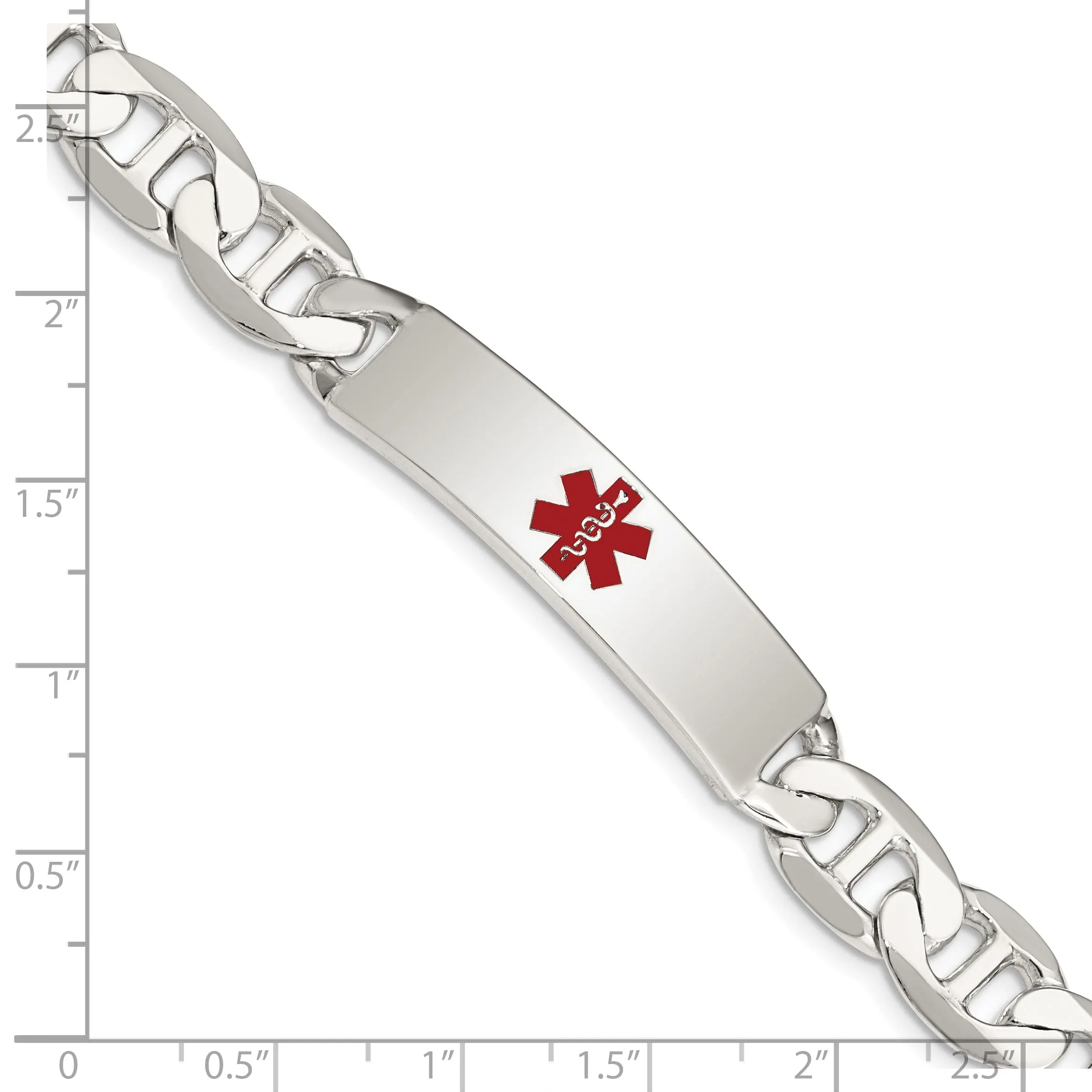 Silver 10-MM Wide Medical Anchor 7.50 inch ID Bracelet.