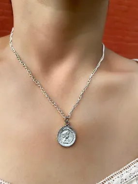 Silver Coin Chain Necklace