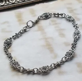 Silver Flower Anklet Christmas Gift Idea for Her