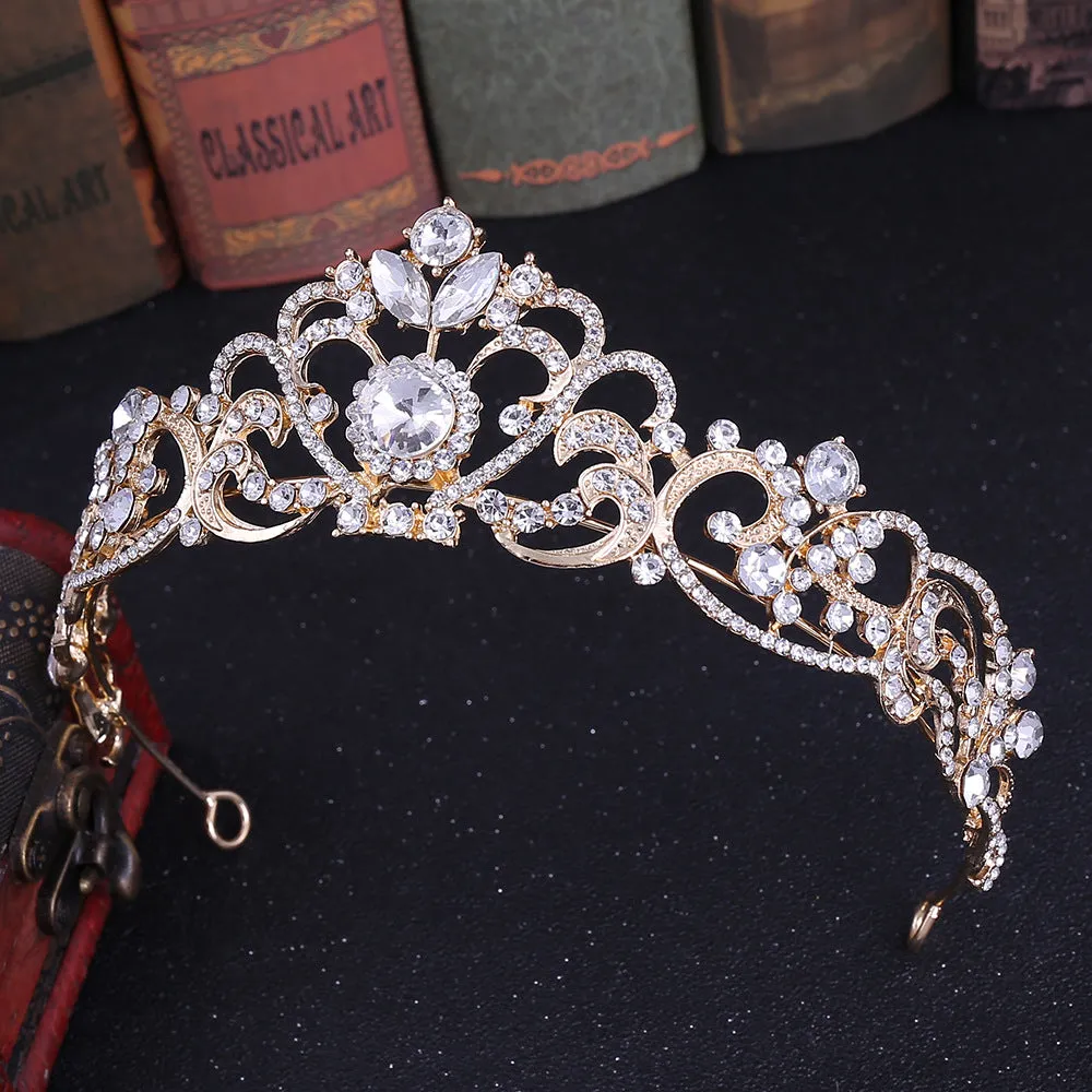 Silver Gold Bridal Tiaras And Crowns Wedding Headband Princess Hair Jewelry Rhinestone Hair Accessories Pageant Headpiece