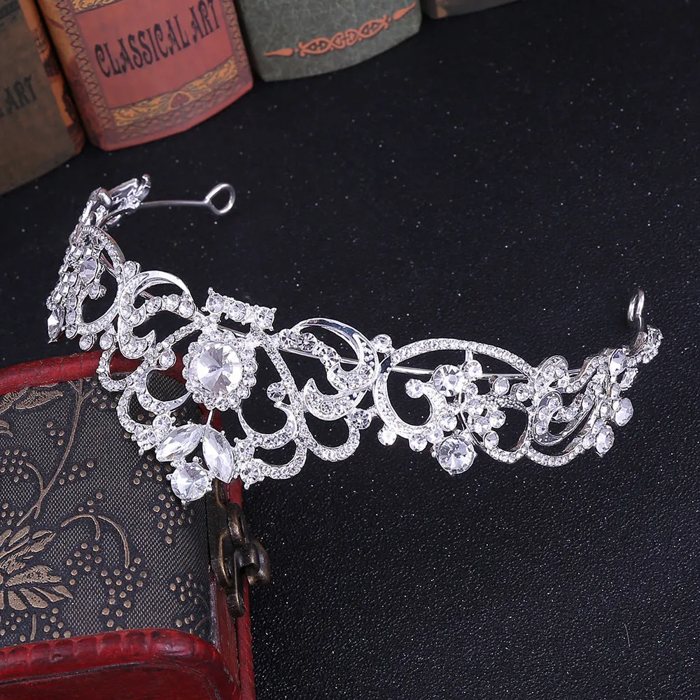 Silver Gold Bridal Tiaras And Crowns Wedding Headband Princess Hair Jewelry Rhinestone Hair Accessories Pageant Headpiece