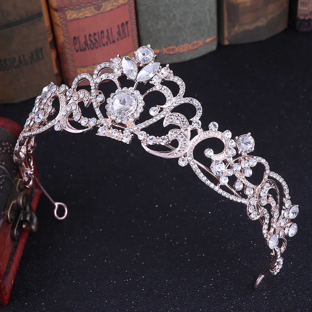 Silver Gold Bridal Tiaras And Crowns Wedding Headband Princess Hair Jewelry Rhinestone Hair Accessories Pageant Headpiece