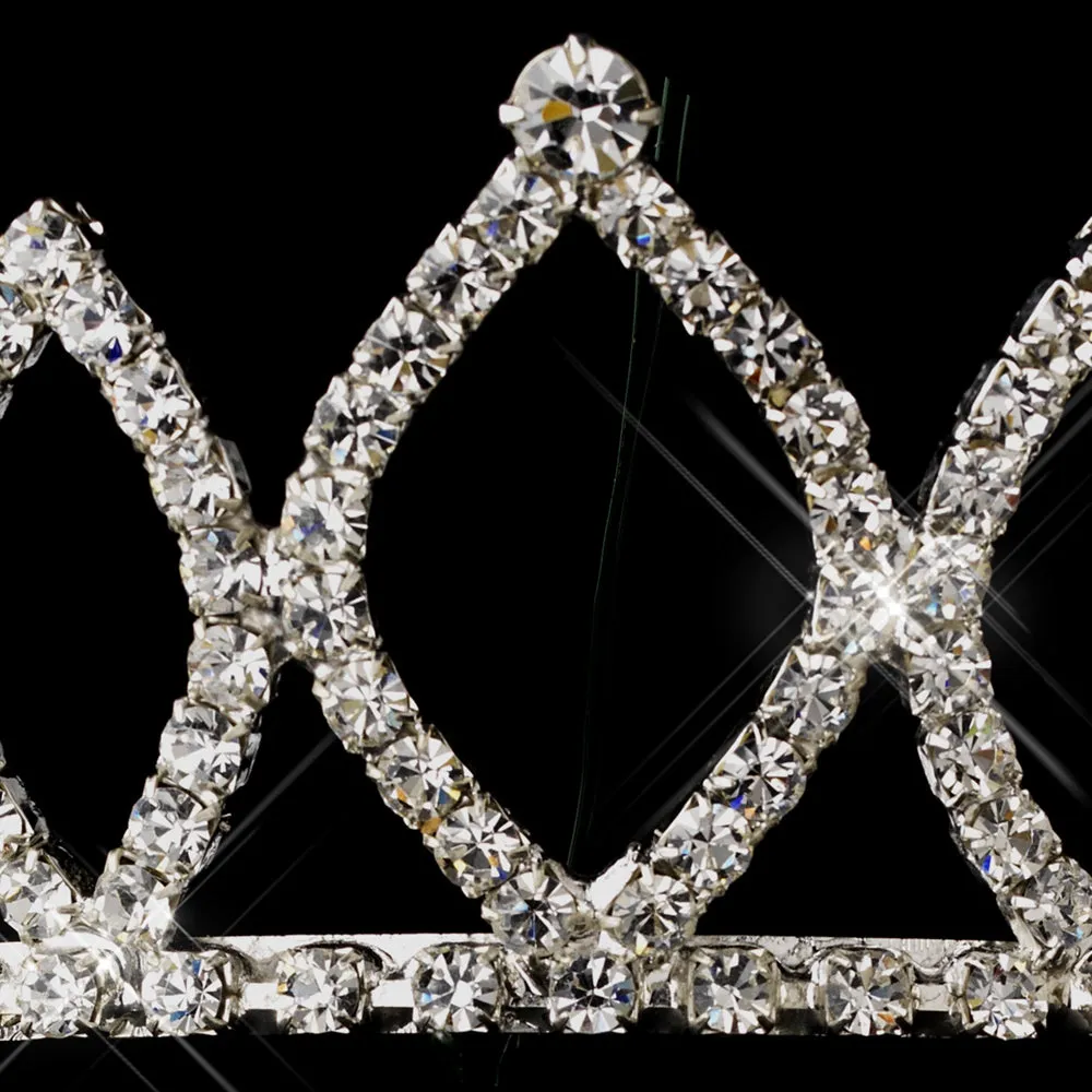 Silver Plated Crystal Diamond Shapes Tiara Headpiece