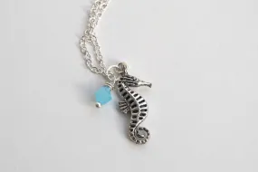 Silver Seahorse Necklace | Sea Horse Charm Necklace | Nautical Jewelry