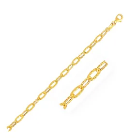 Size: 10'' - 14k Yellow Gold Anklet with Flat Hammered Oval Links