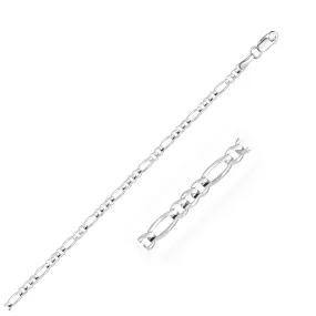 Size: 10'' - 2.6mm 14k White Gold Figaro Anklet