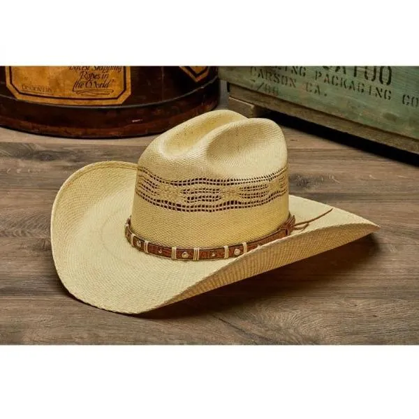 Stampede Western Straw Vented Hat - The Dun in Beige with Cattleman Crown