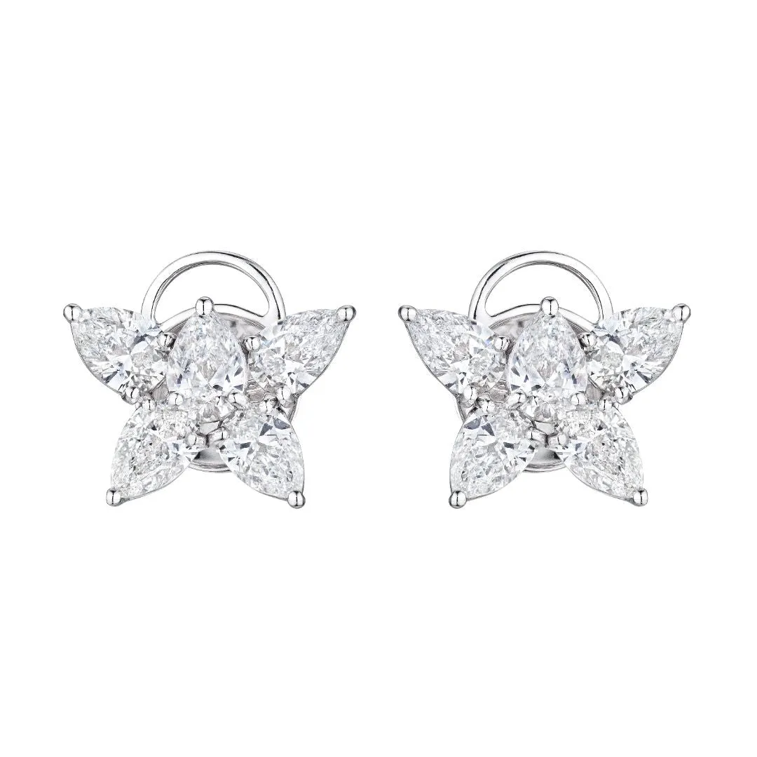 'Starlit Symphony' Pear and Marquise Diamond Earrings, 3.40 CT Each