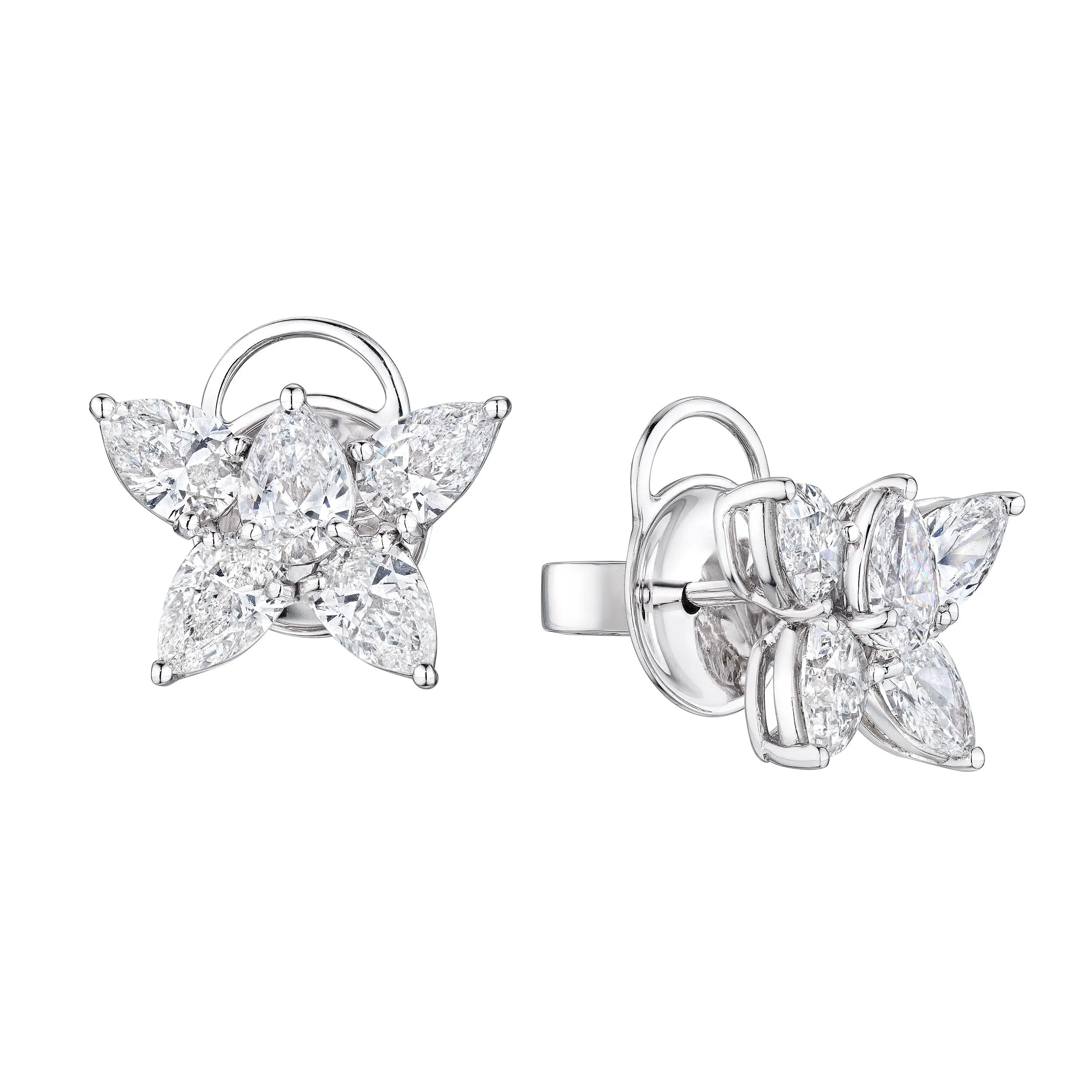 'Starlit Symphony' Pear and Marquise Diamond Earrings, 3.40 CT Each