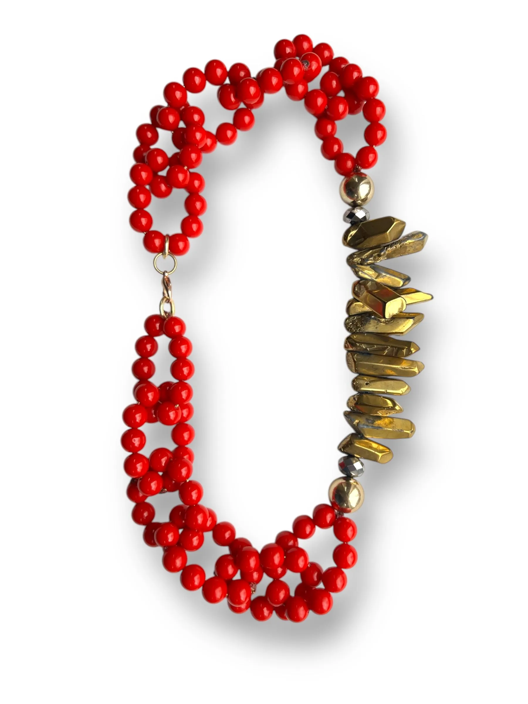 Statement Fashion Red and Gold Neclace