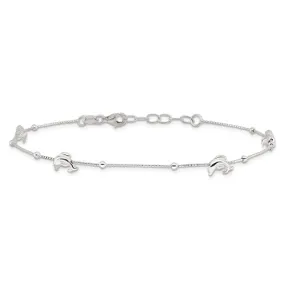 Sterling Silver Dolphin 9" Anklet With 1in Ext.