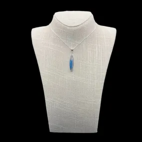 Sterling Silver Elongated Blue Dumortierite Quartz Pendant Necklace