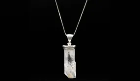 Sterling Silver Raw Quartz Crystal Pendant Necklace