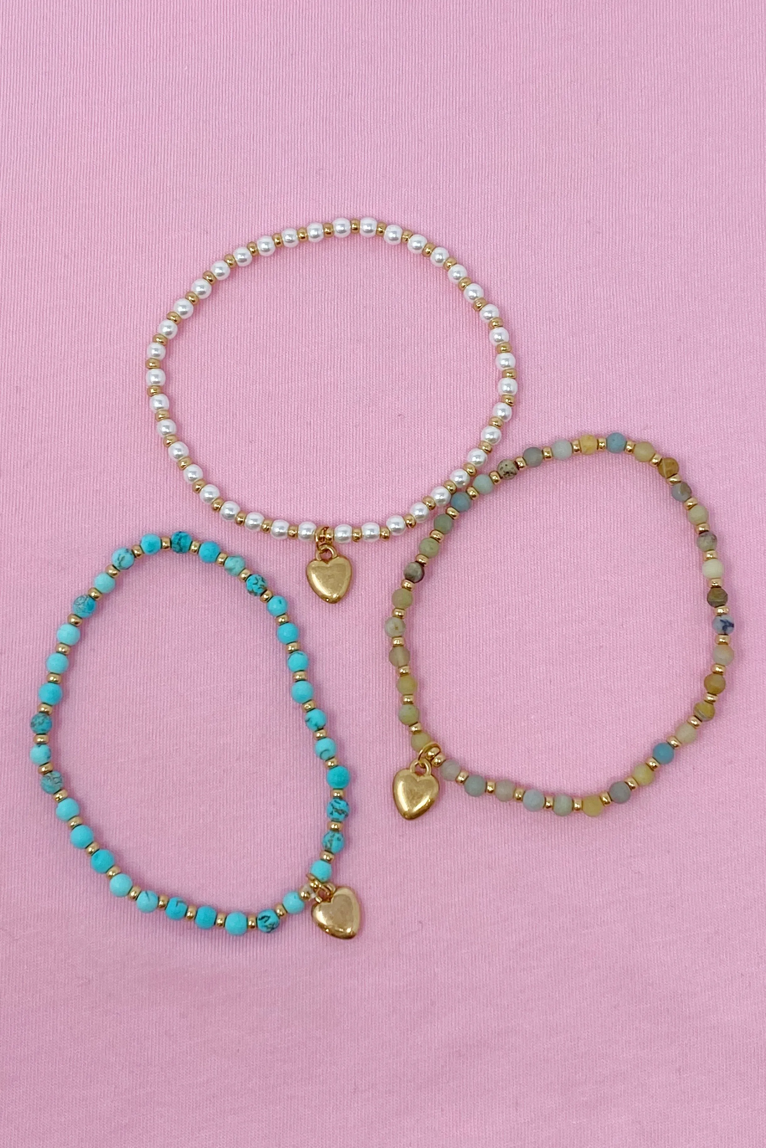 Stone Bead Heart Anklet