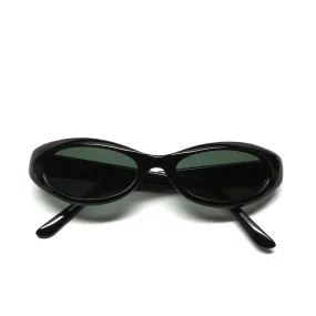 //STYLE 38// Vintage Small Size 90s Mod Verona Classic Oval Frame Sunglasses - Black