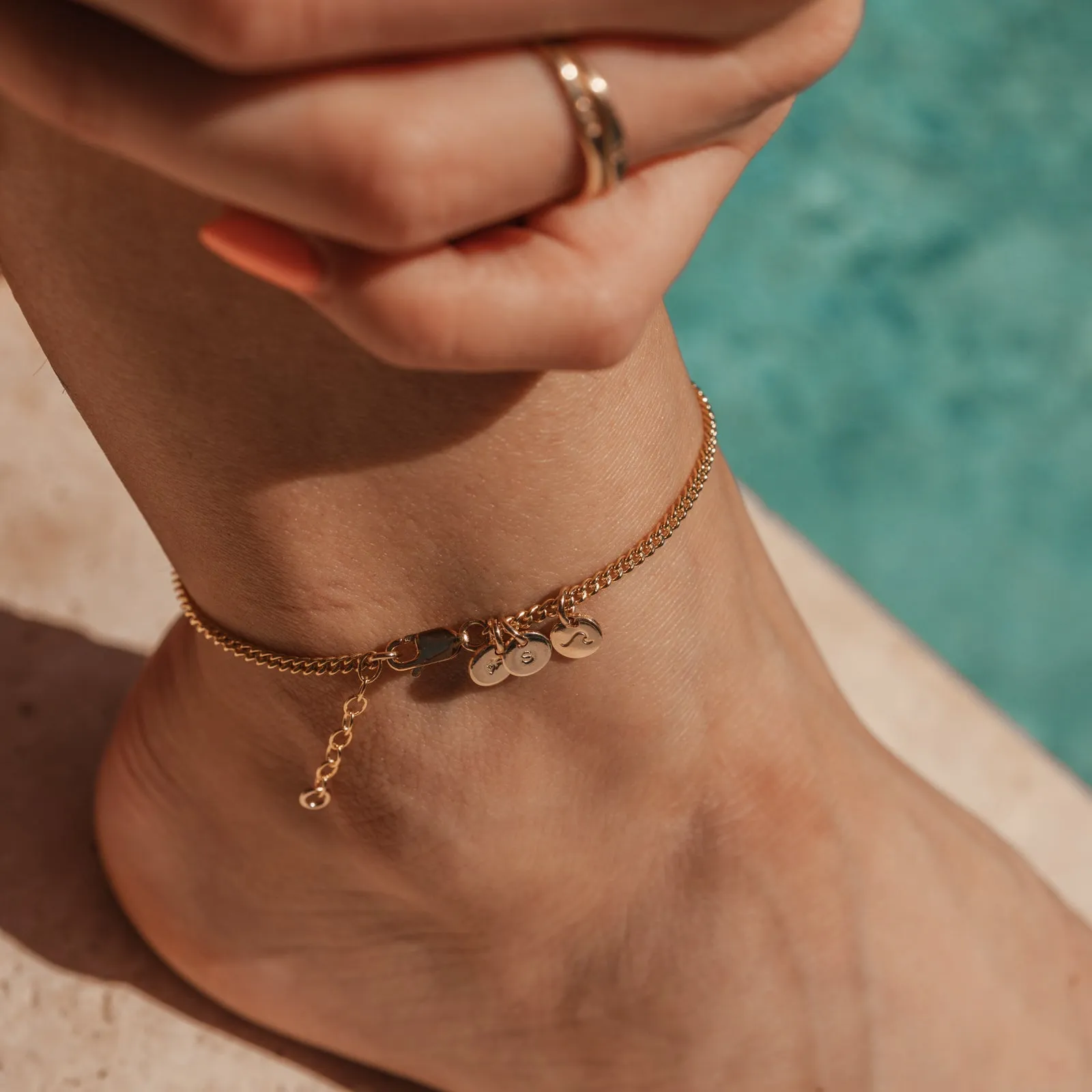 Summer • Tiny Pendant Anklet • Choose Number of Pendants