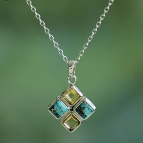 Sun Meets Sky Multi-Gem Pendant Necklace