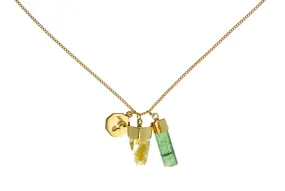 SUPERPOWER CHARM NECKLACE - GREEN TOURMALINE & CITRINE - GOLD