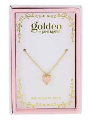 Sweetheart Kids 18K Gold Plated Rose Quartz Heart Necklace