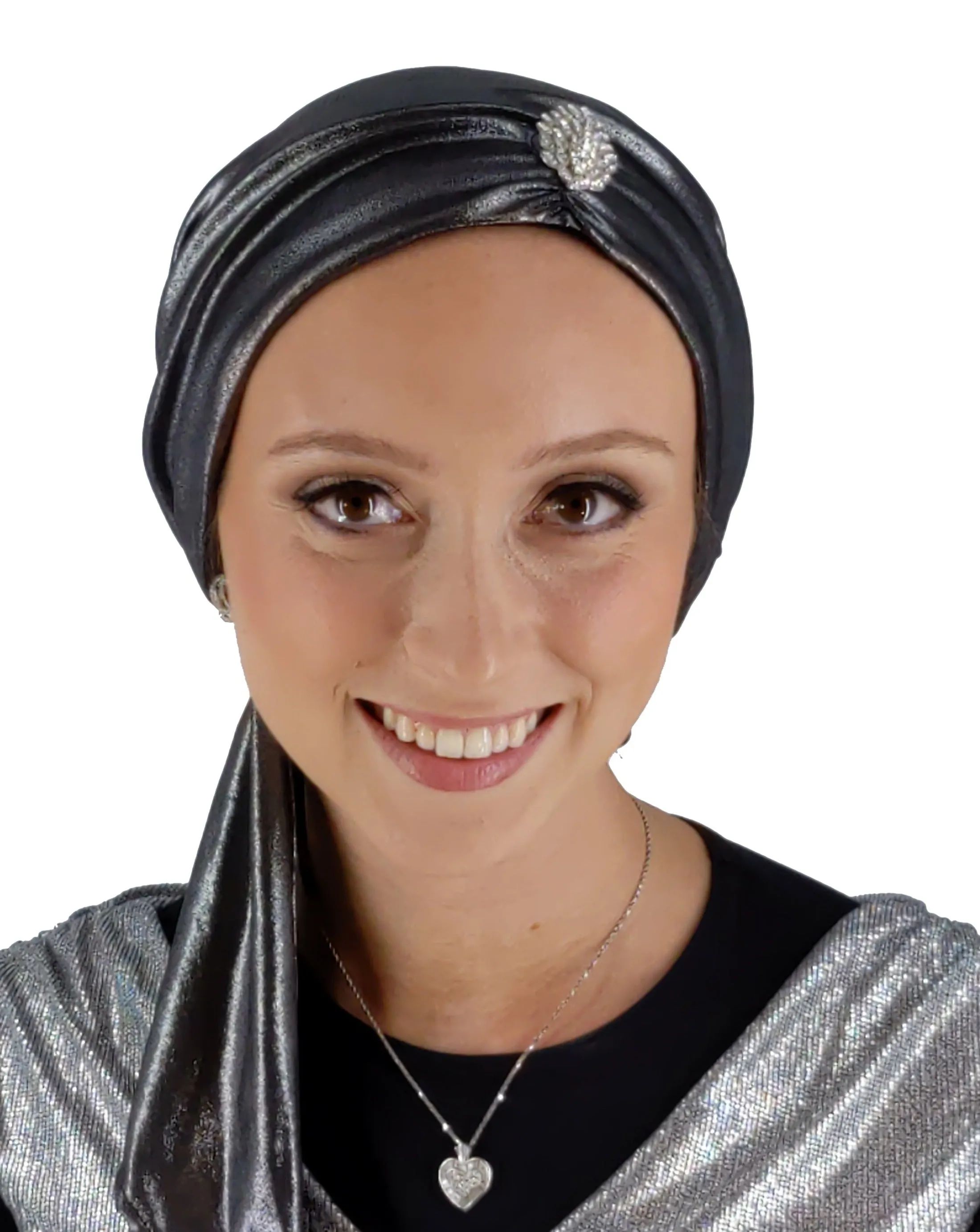 The Dina Crown⎮ Luxury Handmade Turban Crown Head Covering with Attachable Magnetic Accessory (no wrapping required)