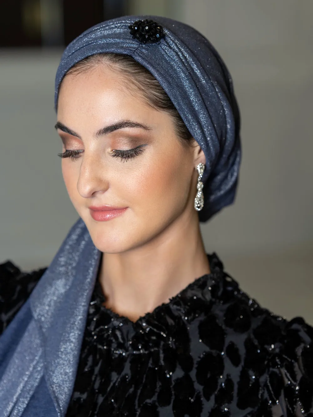 The Dina Crown⎮ Luxury Handmade Turban Crown Head Covering with Attachable Magnetic Accessory (no wrapping required)