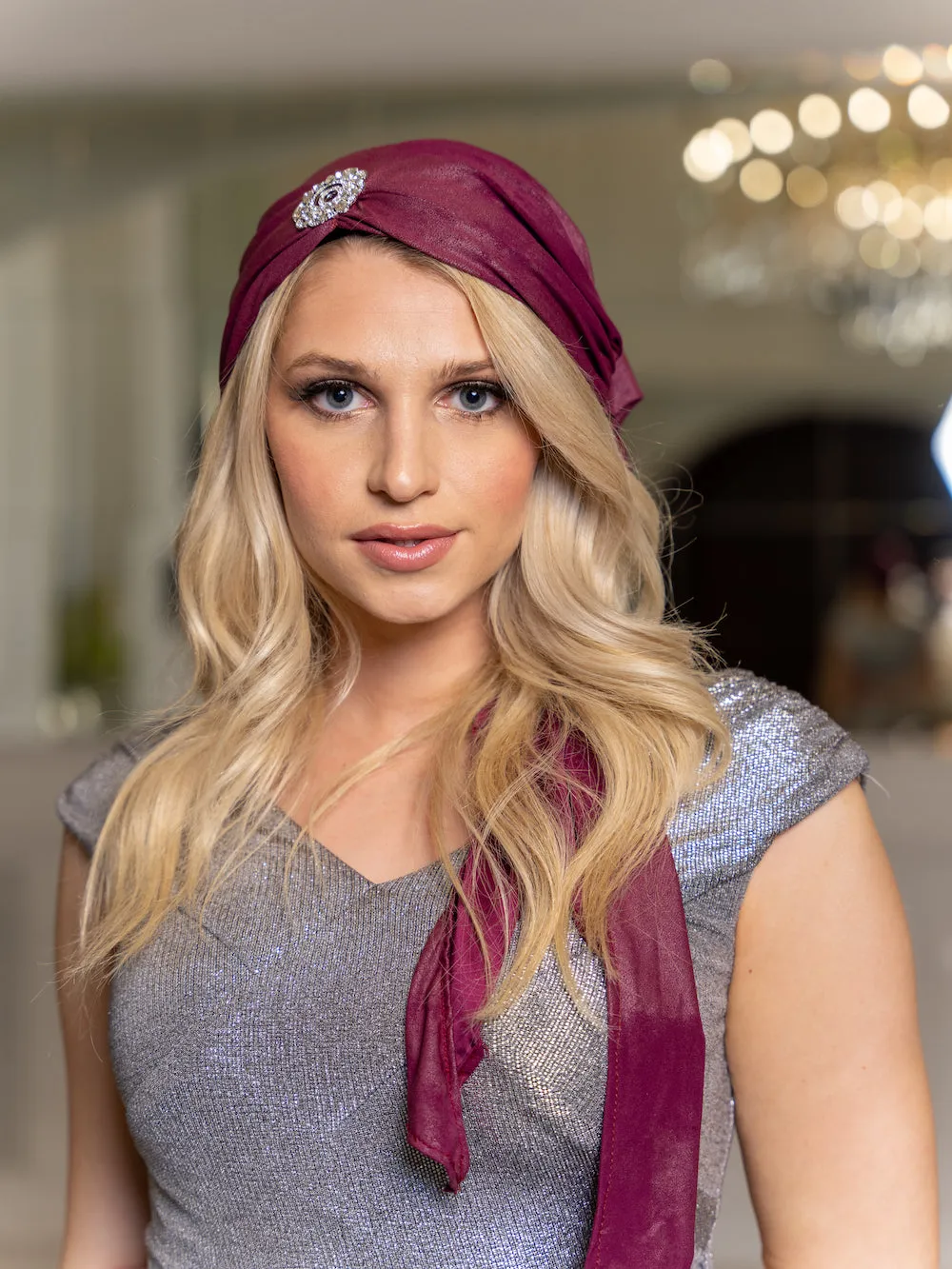 The Dina Crown⎮ Luxury Handmade Turban Crown Head Covering with Attachable Magnetic Accessory (no wrapping required)