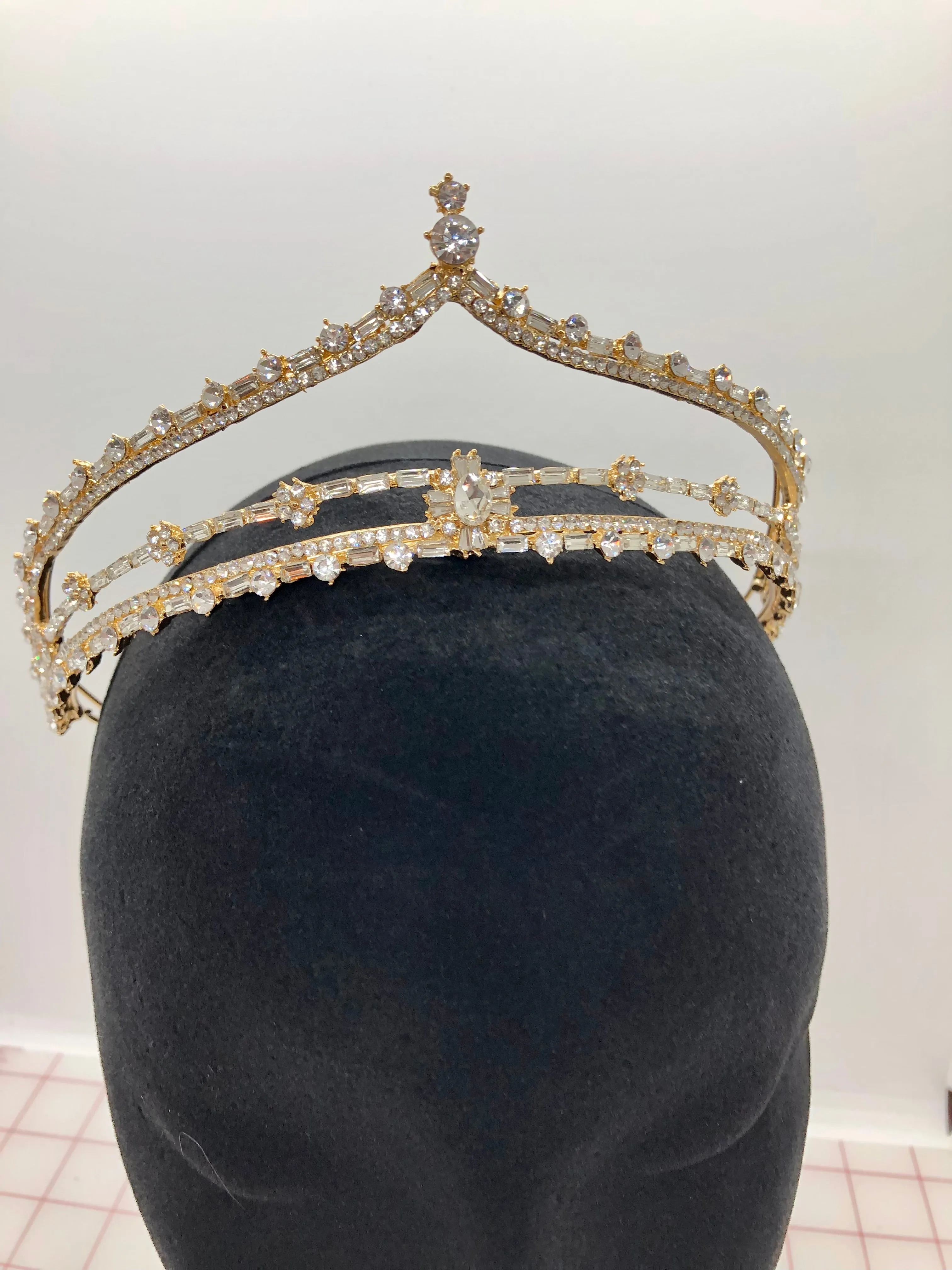 Tiara - Beautiful and Simple Crystal and Gold 2-in-1