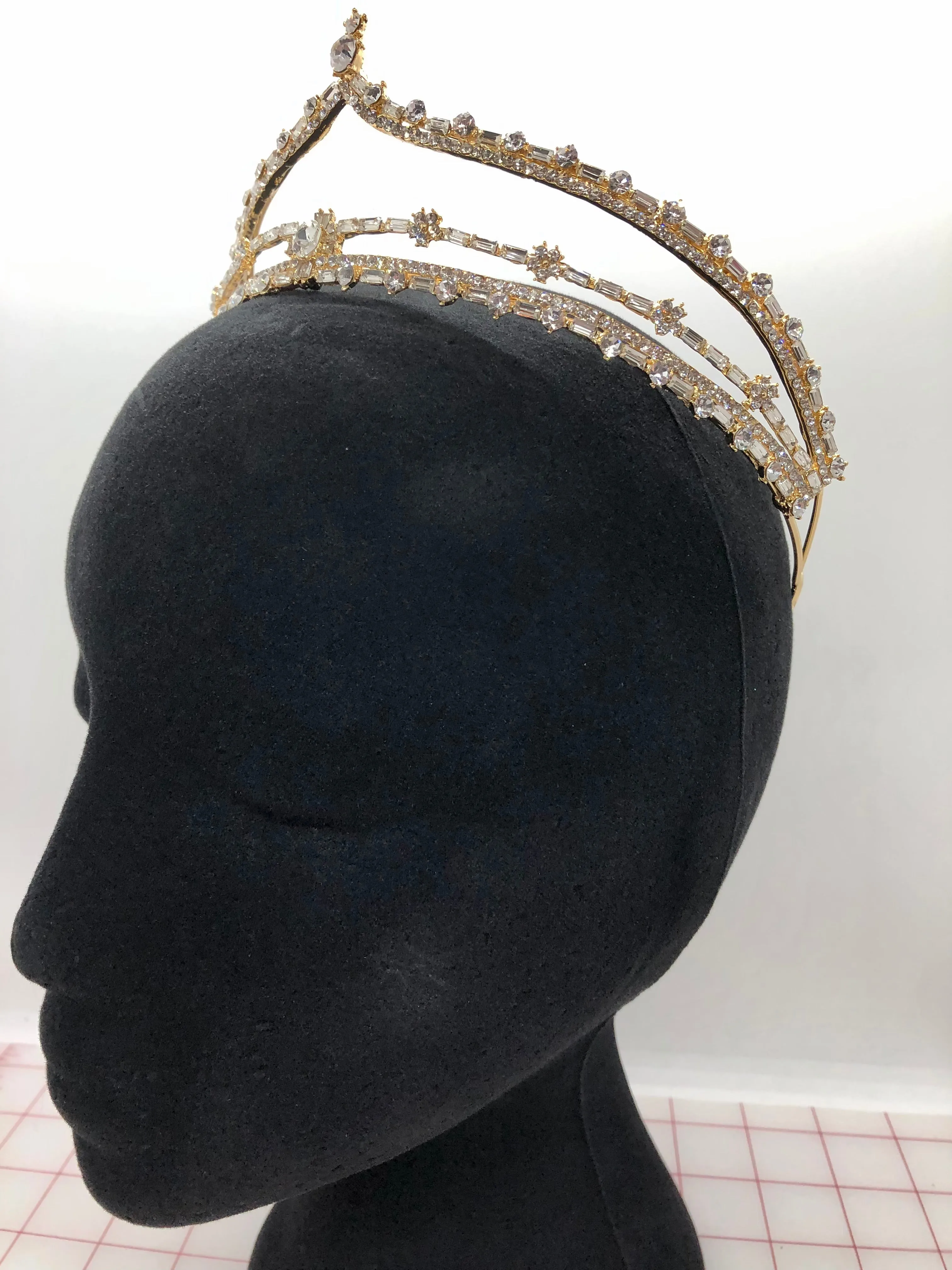 Tiara - Beautiful and Simple Crystal and Gold 2-in-1