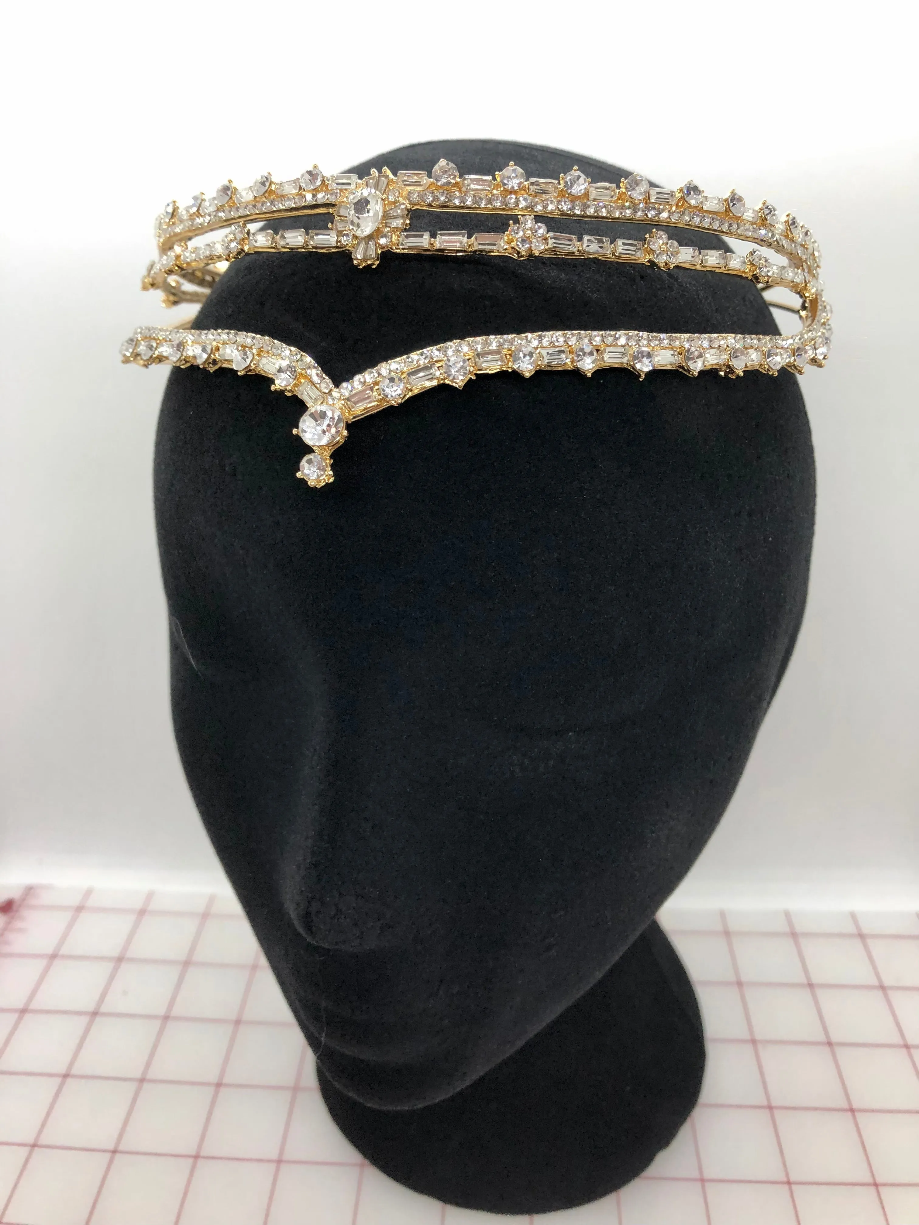 Tiara - Beautiful and Simple Crystal and Gold 2-in-1