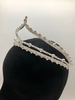 Tiara - Beautiful and Simple Crystal and Silver 2-in-1