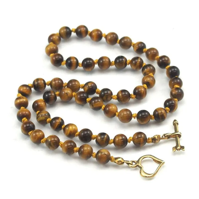 Tiger's Eye Necklace with Gold Plated Toggle Clasp