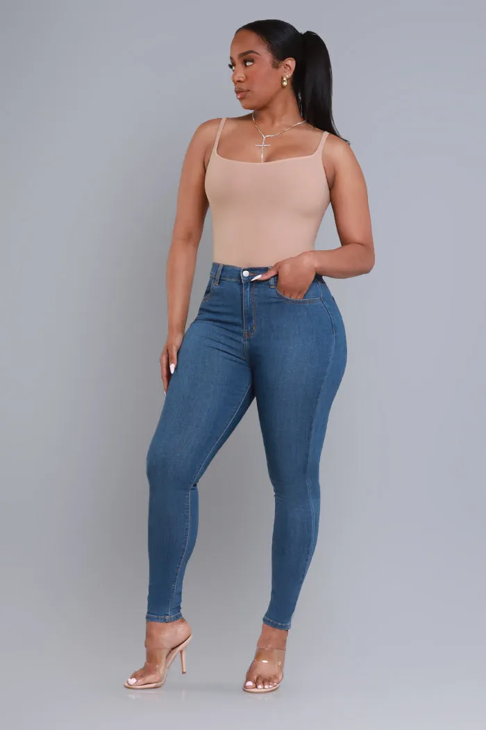 Top Spot High Rise Skinny Jeans - Med Wash