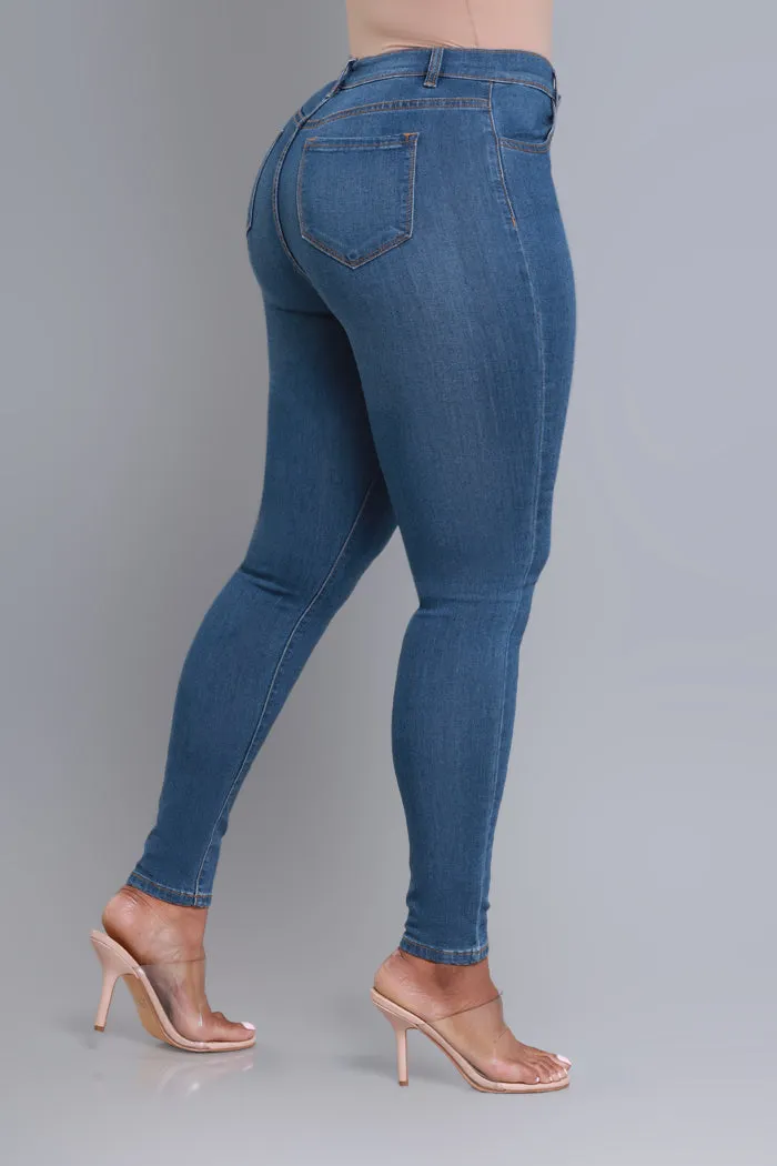 Top Spot High Rise Skinny Jeans - Med Wash