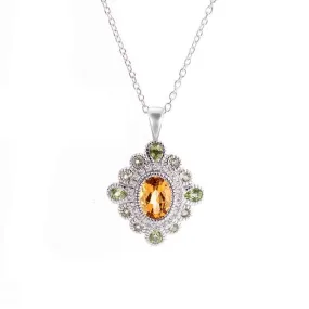 Tremezzo Collection Vintage Citrine, Peridot and Diamond Pendant