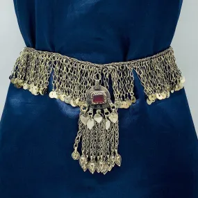 Tribal Silver Kuchi Belly Belt With Dangling Tassels