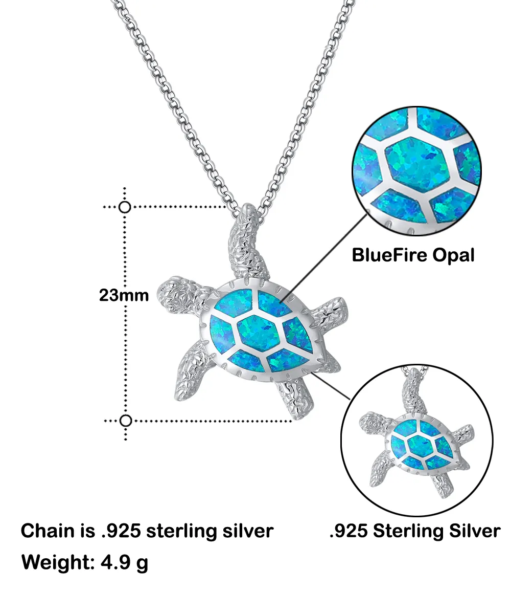 Turquoise Turtle Necklace with Pendant 925 Sterling Silver w/ Certificate of Authenticity