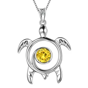 Turtle Birthstone November Citrine Necklace Pendant Women Girls Jewelry Birthday Gift