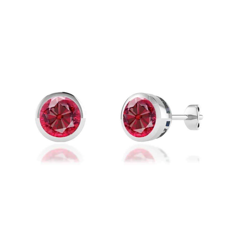 TYME - Bezel Edge Ruby Earrings Platinum