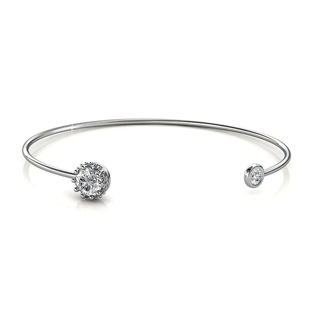 Ultra-Chic Open Bangle White Gold Embellished With SWAROVSKI Crystals