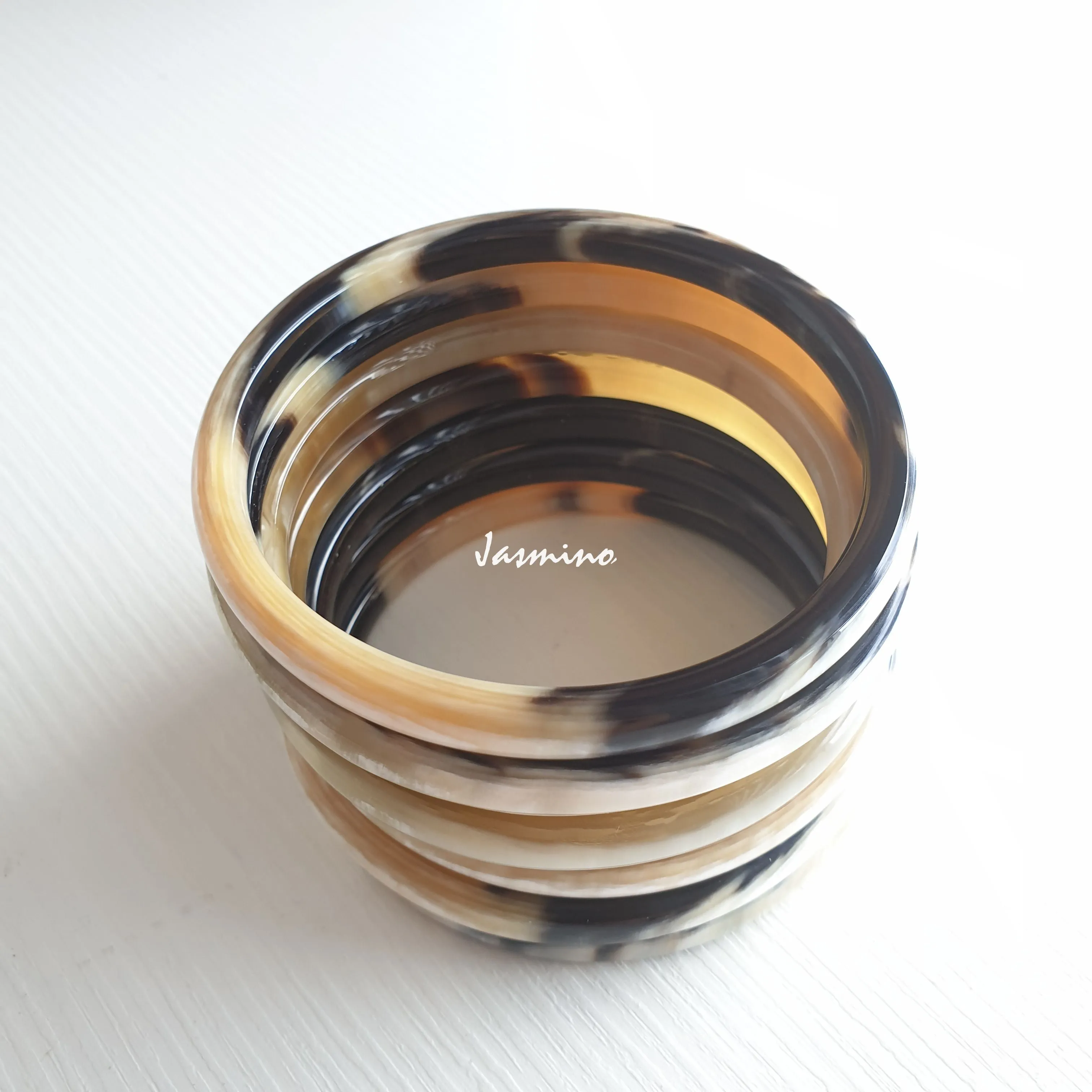 Unique Hypoallergenic Minimalist Horn Bangle Bracelet J18005 [Set 7 Bracelets]