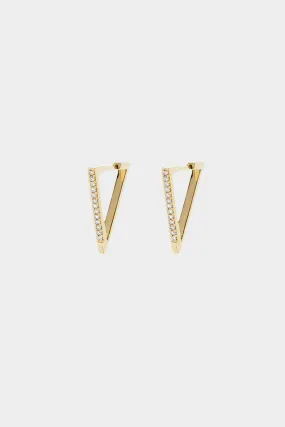 V Pave Diamond Hoops, Yellow Gold