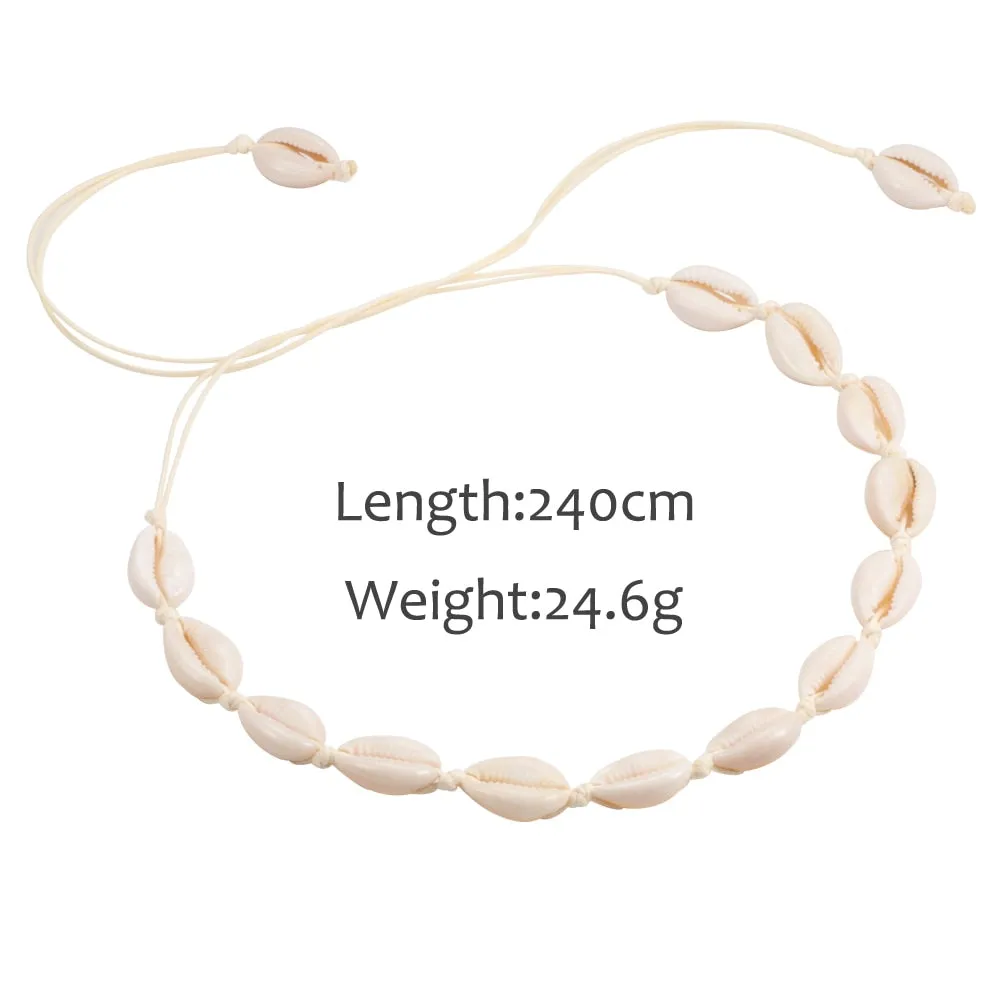 VenusFox Women Shells Necklaces Bracelets Set Natural Sea Conch Braid Chain Choker Bangles Charms Jewelry Girl Friendship Gifts Handmade