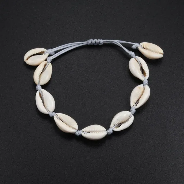 VenusFox Women Shells Necklaces Bracelets Set Natural Sea Conch Braid Chain Choker Bangles Charms Jewelry Girl Friendship Gifts Handmade