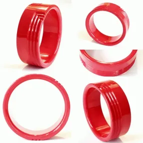 Vintage chunky geometric fire engine red bangle